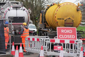 Road closures are in place in Southwick, with Southern Water's bringing in tankers and putting down cones and fencing