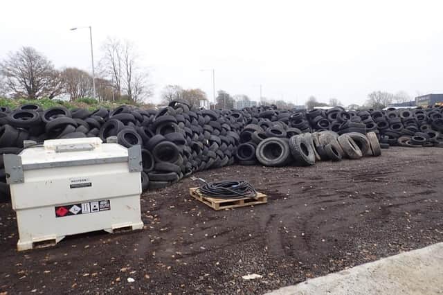 The tyres at the Twyford Recycling site (Credit: Environment Agency)