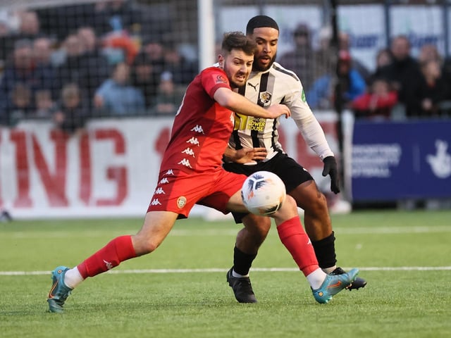 Action from Worthing's superb 3-0 win at home to Dartford in the National League South at Woodside Road
