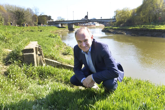 Liberal Democrat leader Ed Davey by the River Ouse in Lewes