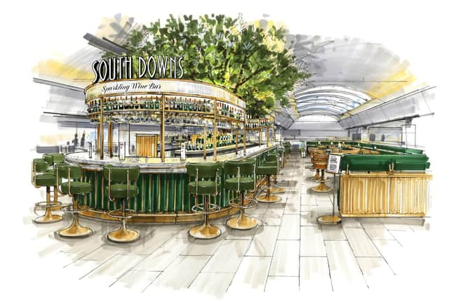 South Downs – a premium sparkling wine bar in the heart of the South Terminal departure lounge – is a unique offering for Gatwick passengers, celebrating English sparkling wine