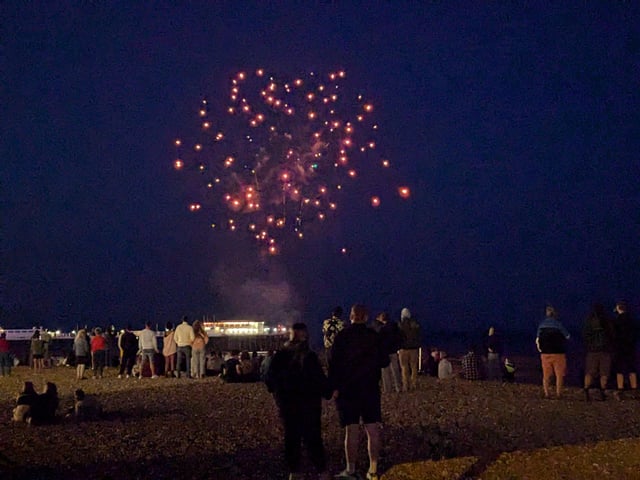 Worthing Lions Festival fireworks were launched from the end of Worthing Pier on July 27, 2024, to a crowd of hundreds on the beach and promenade