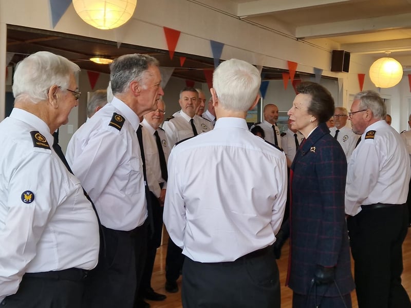 The Princess Royal chatting with watchkeepers at Shoreham Sailing Club