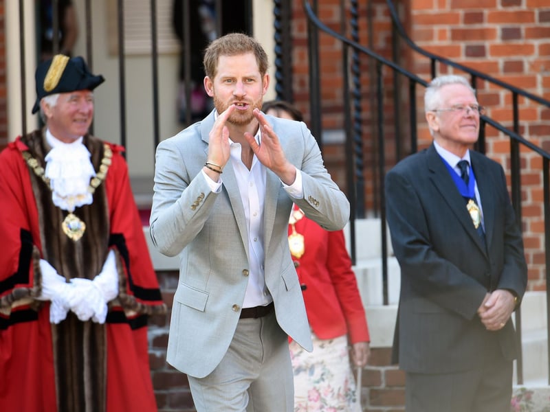 Prince Harry and Megan outside Edes House, County Hall, at the end of their visit to Chichester.