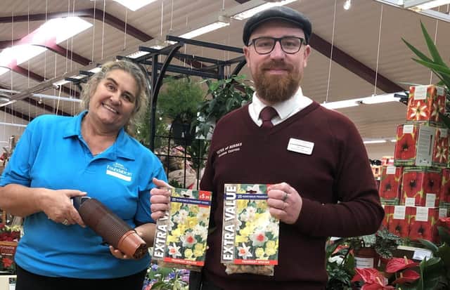 Cherry Tolcher from Love to Move with Mayberry Garden Centre's plant manager, Michael Leach