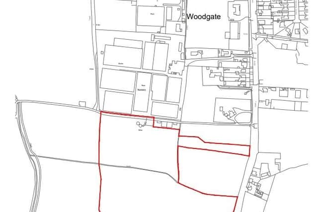 The site of a forthcoming planning application for 155 homes at Woodgate