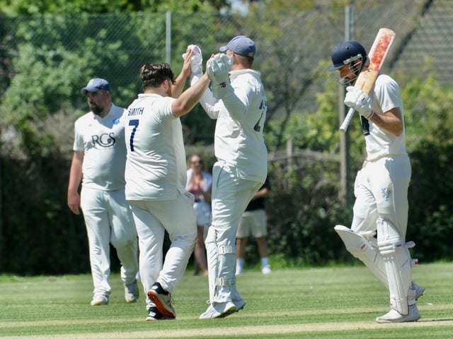 Action from Goring CC v Pagham CC in Division 3 West of the Sussex Cricket League