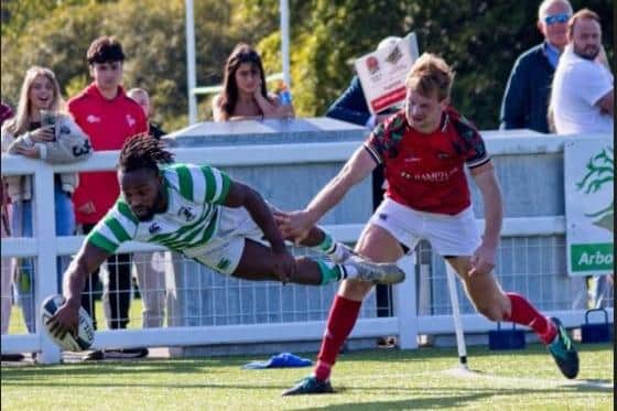Declan Nwachukwu continues his fine start to the season with one of three tries v Ironsides | Picture: DAS Sports Photography