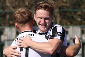 Peacehaven celebrate their goal against Deal | Picture: Paul Trunfull