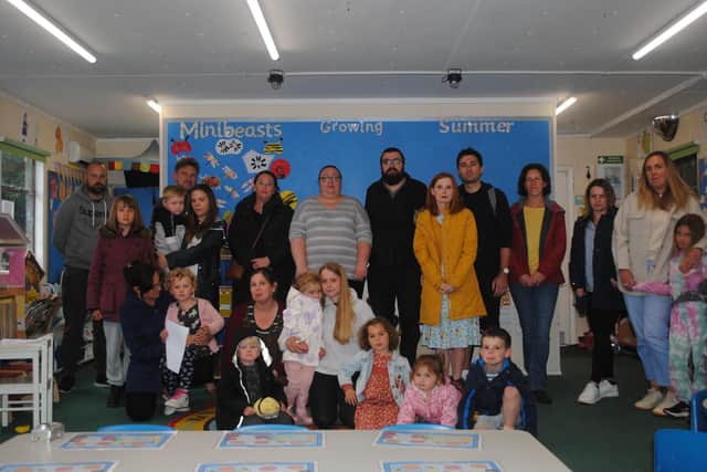 Parents, staff and students at Downview Primary School. Photo by James Neve.