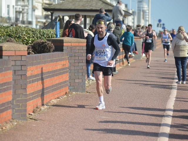 Images from the finish area at the 2026 Hastings Half Marathon