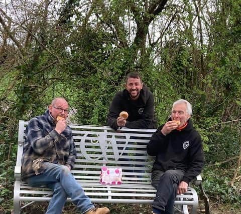 The blacksmiths who made the bench - John Duffield, Patrick Mannerings and Peter Clutterbuck