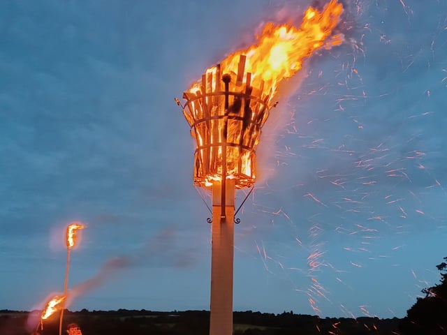 Villagers watched the lighting of the Jubilee beacon in Staplefield on Thursday, June 2