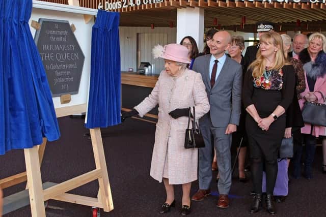 The Queen opening the Chichester Festival Theatre in 2017.