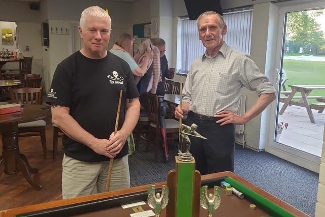 Horsham billiards - the Champion and runner-up in both the Men's Singles and the Senior Singles. On the left, Jim Greensted and on the right Paul Jobbins.