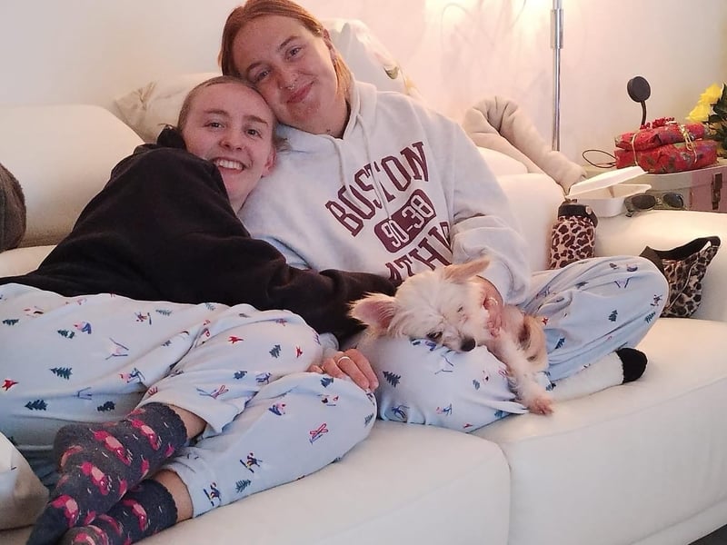 Ella (left) and Jasmine (right) with Britney the dog. Photo: contributed