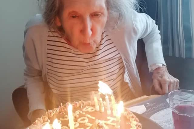 Eve Burne celebrating her 100th birthday in Worthing