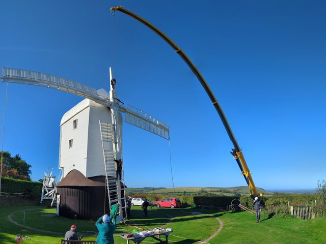 Jill Windmill in Clayton, Sussex, had her sweeps reattached on Saturday, October 8