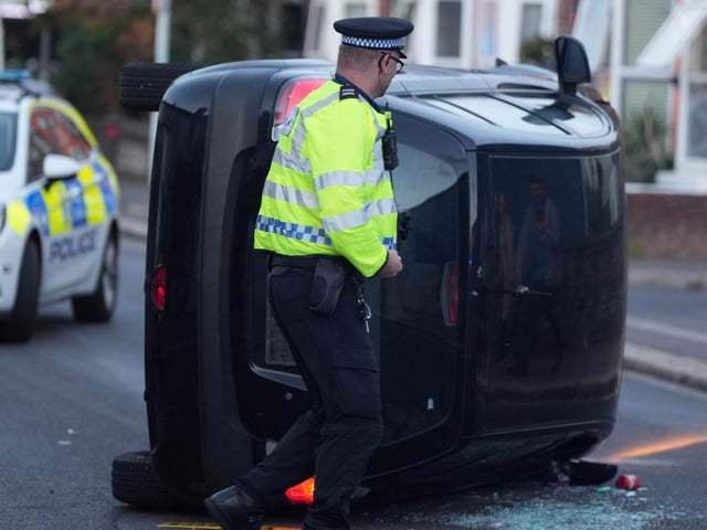 Sussex Police said officers attended Newland Road around 7.20pm on Wednesday (August 24) after a black Kia Rio collided with a parked vehicle and rolled onto its side