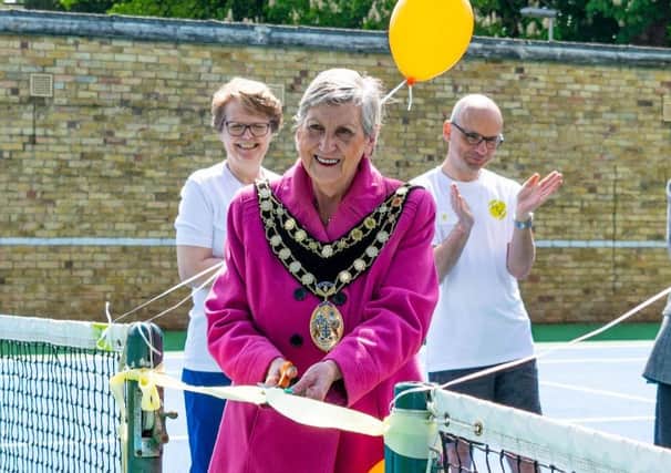 Her Worship the Mayor of Crawley Councillor Jilly Hart cutting the ribbon