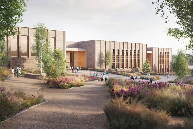 An illustrative image of how the secondary school part of the new Bedelands Academy in Burgess Hill should look. Image by Darcstudio