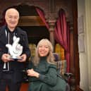 Sir Tony Robinson presenting National Lottery Awards Heritage Winner Esther Fox with her award at Hastings Museum on October 20 2023.
