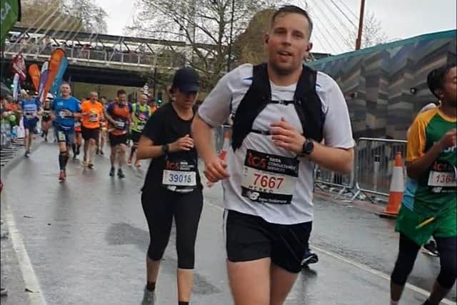 Mikko Ball took part in the London Marathon on Sunday in memory of his brother in law Chris Ince who died on a Cumbrian mountain while taking part in the Three Peaks Challenge