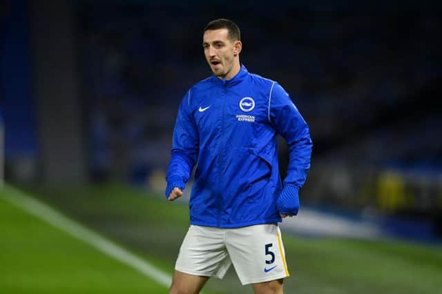 Lewis Dunk of Brighton & Hove Albion. (Photo by Mike Hewitt/Getty Images)