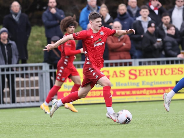 Action from Worthing and St Albans' nine-goal thriller in the National League South at Woodside Road