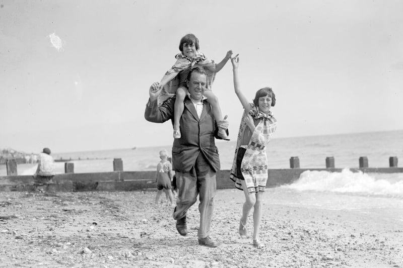 Fred Montague and his family at the West Sussex seaside resort of Littlehampton in 1929.