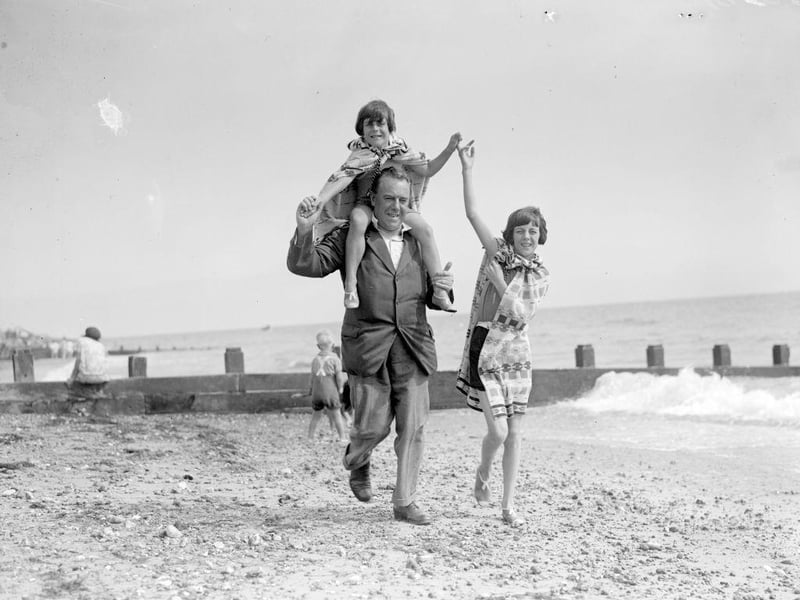 Fred Montague and his family at the West Sussex seaside resort of Littlehampton in 1929.