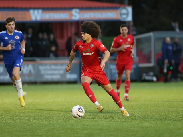 Action from Worthing FC's 3-2 win at home to Welling in the National League South