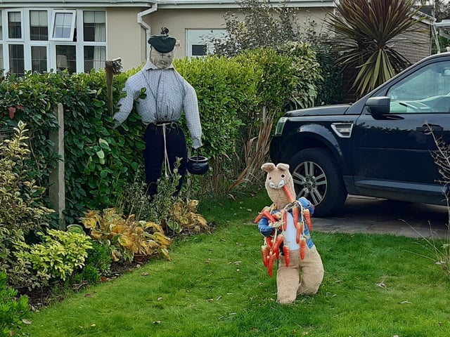 Some of the super scarecrows created for the Ferring Scarecrow Festival 2022, raising money for 1st Ferring Scouting Group. Some have pumpkins displaying a letter, five in North Ferring and nine in South Ferring. Unscramble them to enter the prize draw. Trail maps available at Brown's Natural Pet store.