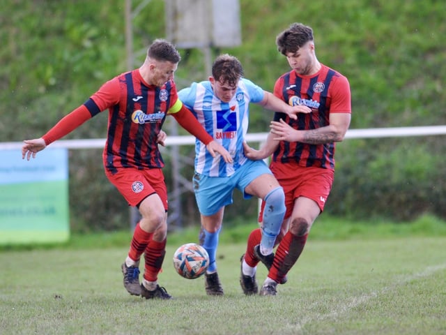 Action from Worthing United's 2-2 draw with Wick in the SCFL Division 1