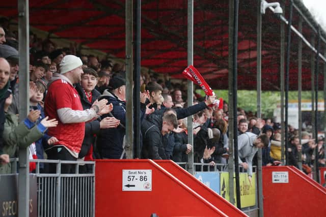 Crawley fans watch things unfold | Picture: James Boardman / Stephen Lawrence / Telephoto Images