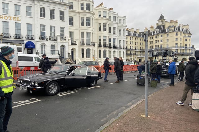 The Crown being filmed on Eastbourne seafront SUS-211130-110159001