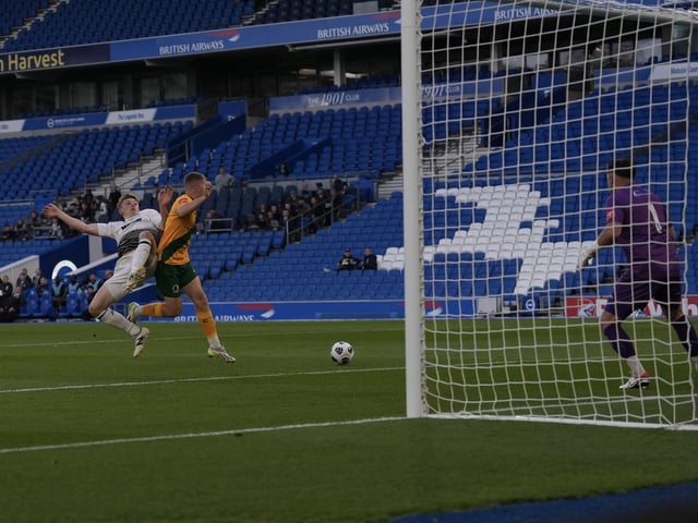 Littlehampton Town and their fans at the Sussex Transport Senior Cup final at the Amex Stadium