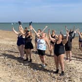Swimmers from Worthing Bluetits and Goring Gulls helping raise awarness of lobular breast cancer