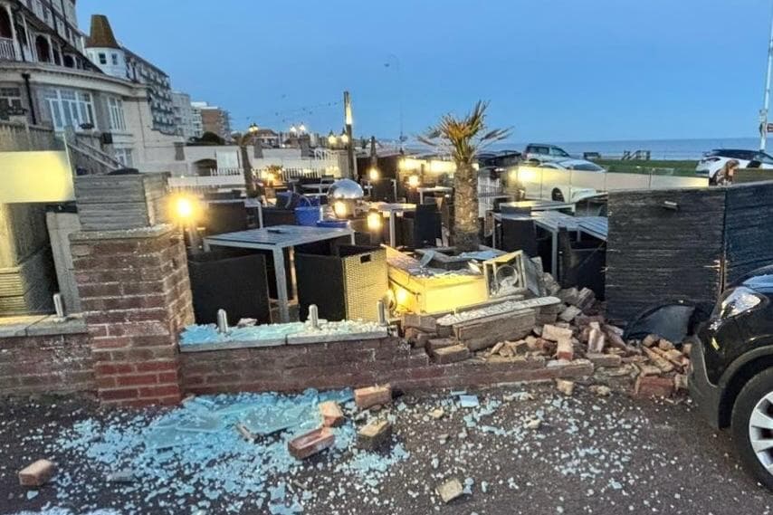 Car collides into Bexhill bistro's terrace