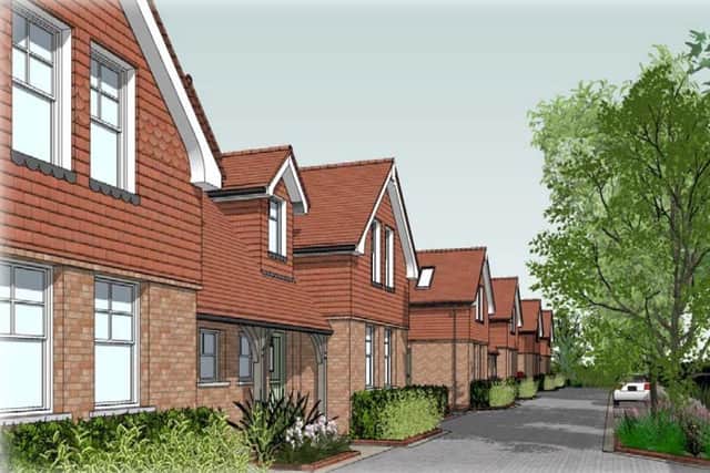 More than 50 people have objected to plans to build four pairs of detached houses in Morton Road, East Grinstead. Image: Horace Architects LLP