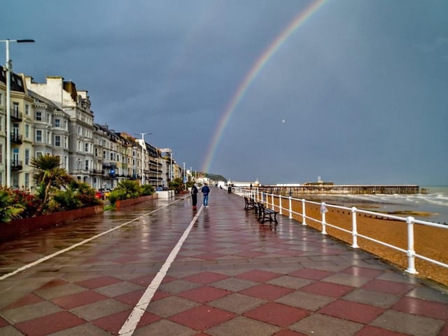 Rainbow over Hastings seafront
