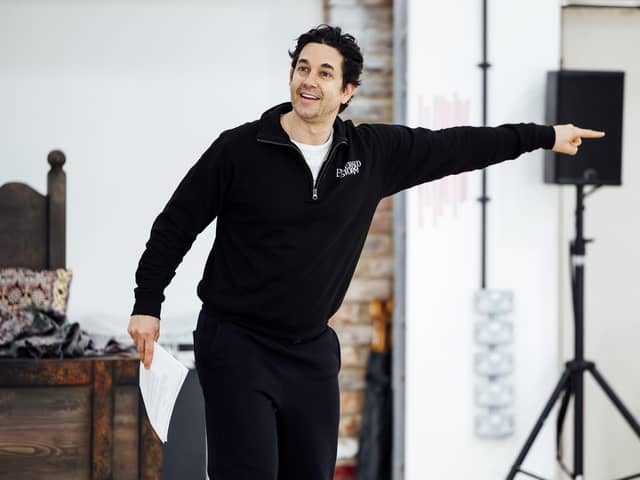 In rehearsals: Adam Garcia (Caractacus Potts) Photo by Becky Lee Brun
