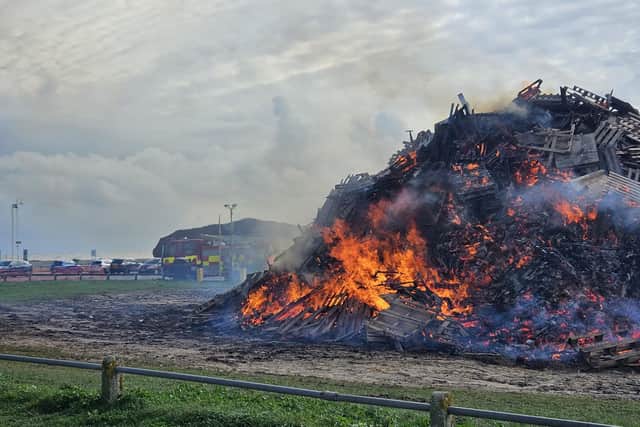 The bonfire had to be burned without the public there this year, after the full event had to be cancelled due to a storm. Picture: Littlehampton Bonfire Society