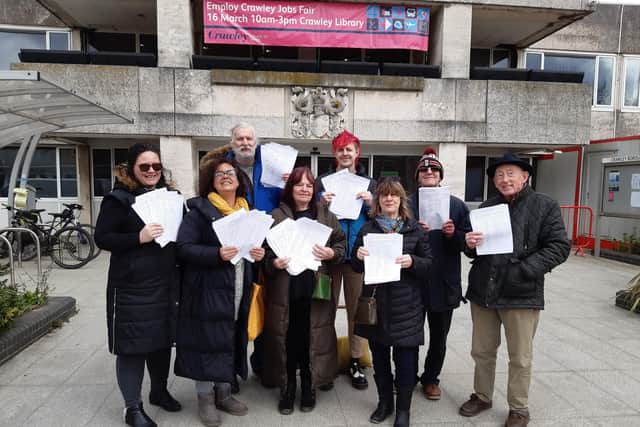 Petition organisers outside the Town Hall earlier this year
