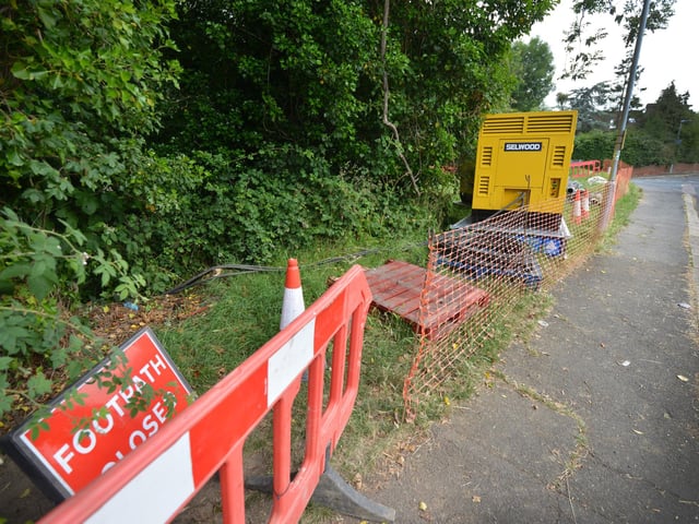 Southern Water working at Old Roar Gill after a sewage discharge there. Photo shows Chyllside Drive.