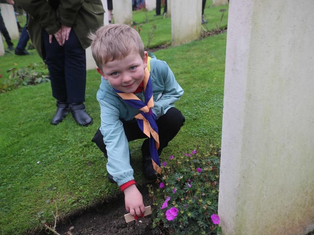 Planting of the crosses ceremony of remembrance at the Commonwealth war graves at Hastings cemetery. Photo by Roberts Photographic.