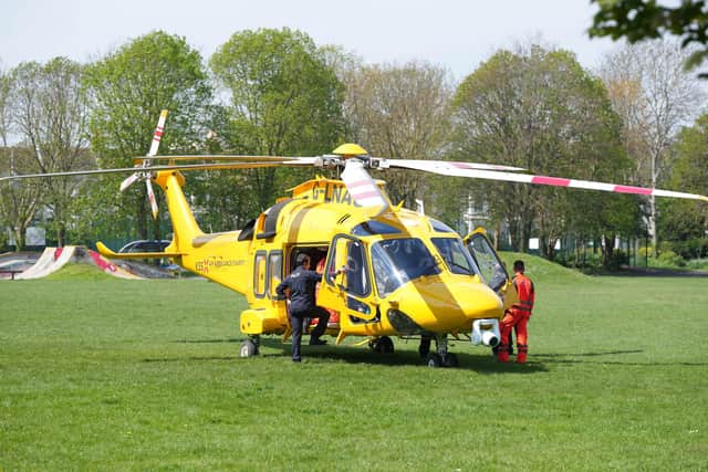 An air ambulance landed in Worthing's Homefield Park and Playground