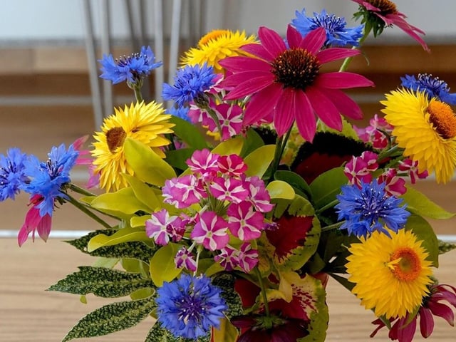 Winner in the floral art class with the theme vibrance