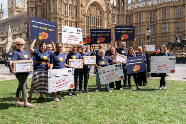 Kinship carers outside Parliament. Picture from Kinship/Justin Doherty