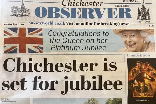 Chichester Observer front page